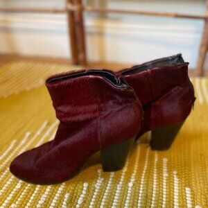 8.5 RAG & BONE Exclusive Newbury Booties Burgundy Calf Hair Ankle